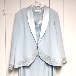 Blue Beaded Formal Mother of the bride Dress